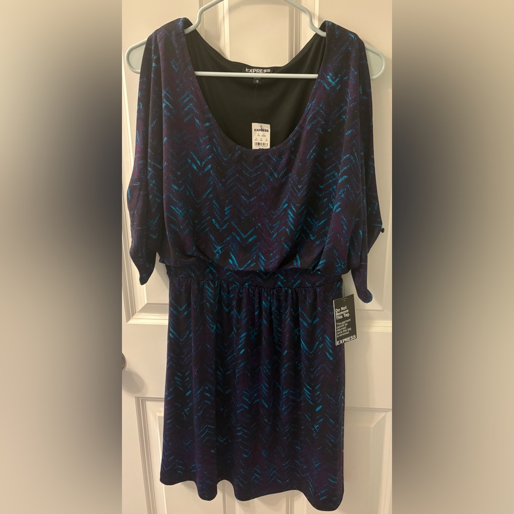 NWT Express Vibrant Blue and Purple Dress